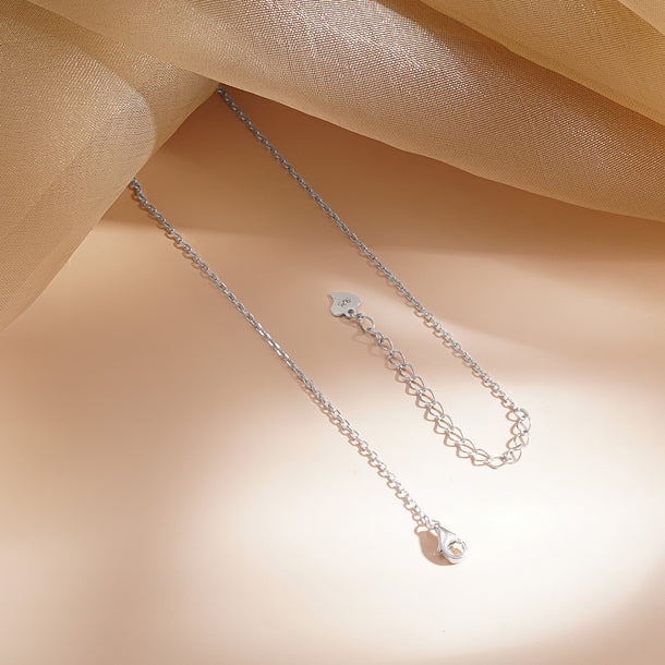 925 Fine Silver Crystal Layered Chain Necklace