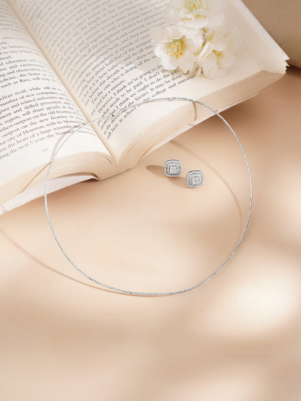 925 Fine Silver Minimal Spark Choker Set