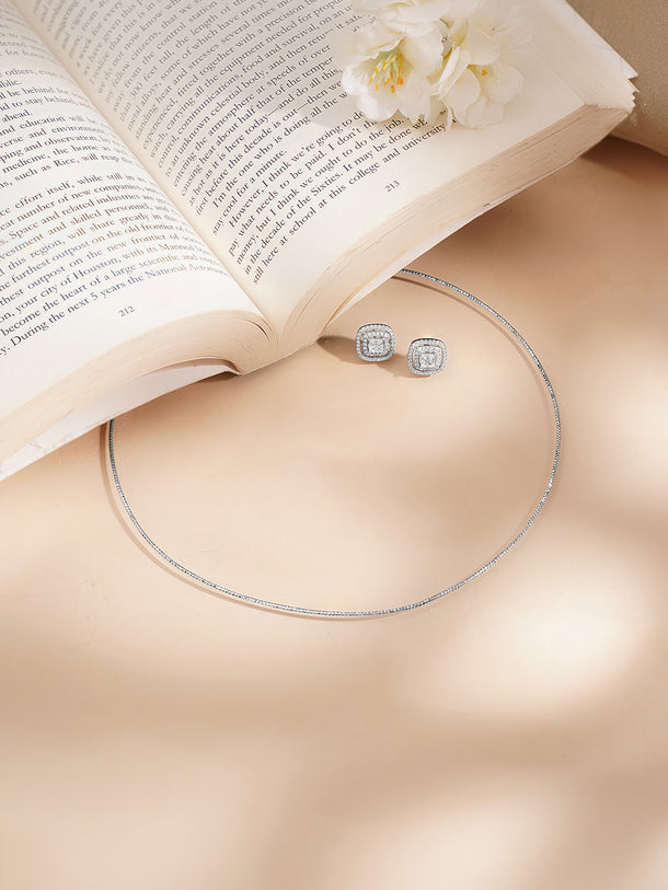 925 Fine Silver Minimal Spark Choker Set