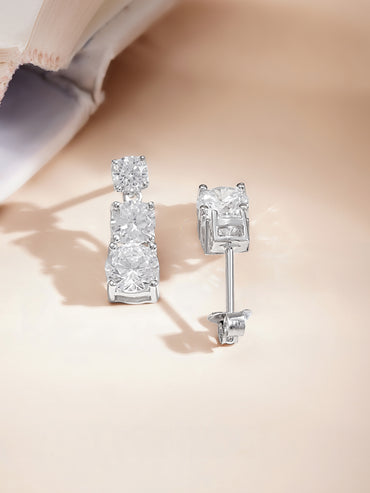 925 Fine Silver Diamond Cascade Pendant Set