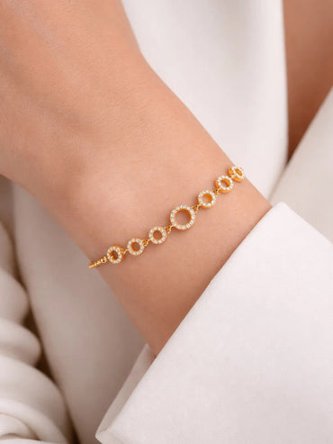 925 Fine Silver Sparkling Zirconia Adjustable Bracelet