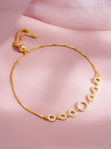 925 Fine Silver Sparkling Zirconia Adjustable Bracelet