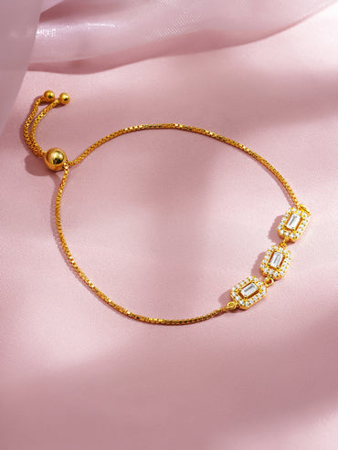 925 Fine Silver Crystal Diamond Adjustable Bracelet