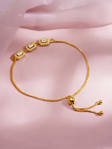 925 Fine Silver Crystal Diamond Adjustable Bracelet