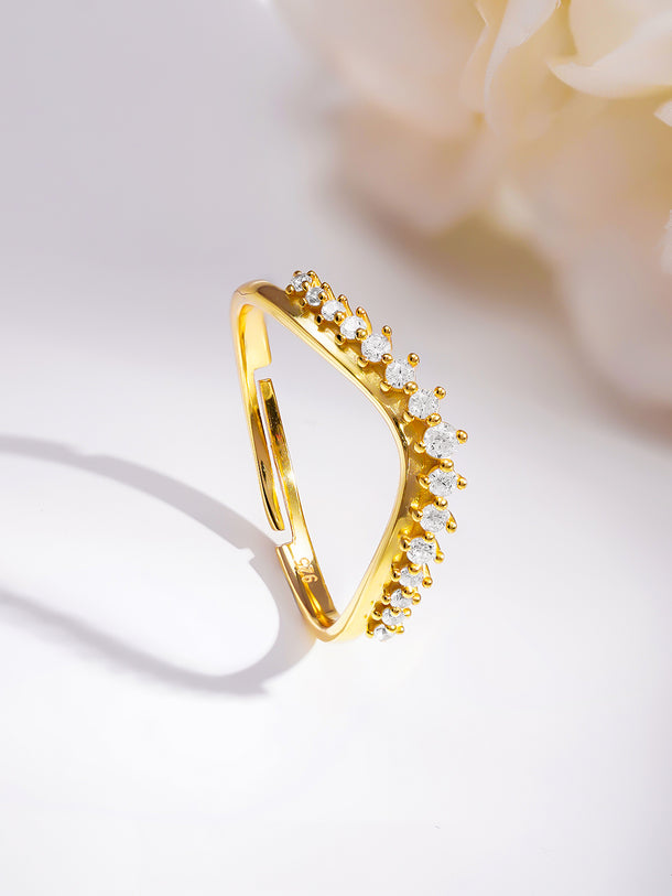 925 Fine  Silver Glittering Crown Ring
