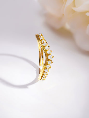 925 Fine  Silver Glittering Crown Ring