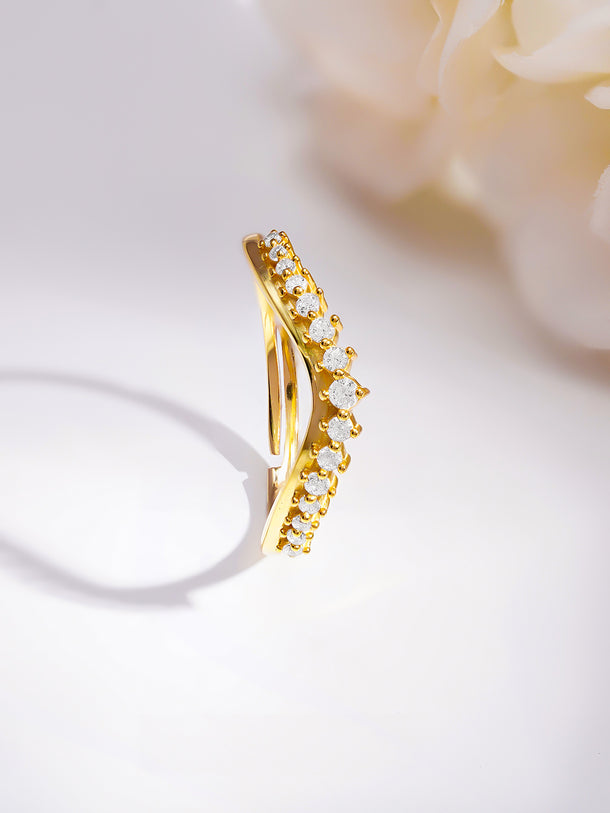 925 Fine  Silver Glittering Crown Ring