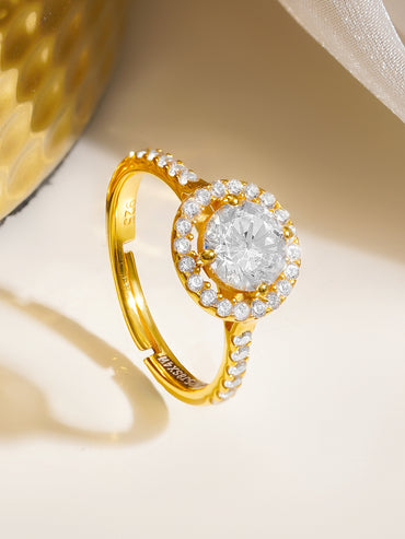 925 Fine  Silver Celestial Halo Ring