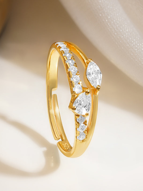 925 Fine  Silver Diamond Shine Statement Ring