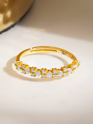 925 Fine  Silver Glittery Crown Band Ring