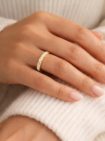 925 Fine  Silver Glittery Crown Band Ring