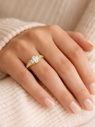 925 Fine  Silver Crystal Glow Statement Ring