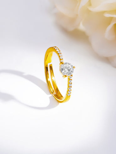 925 Fine  Silver Diamond Shine Statement Ring