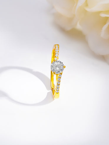 925 Fine  Silver Diamond Shine Statement Ring