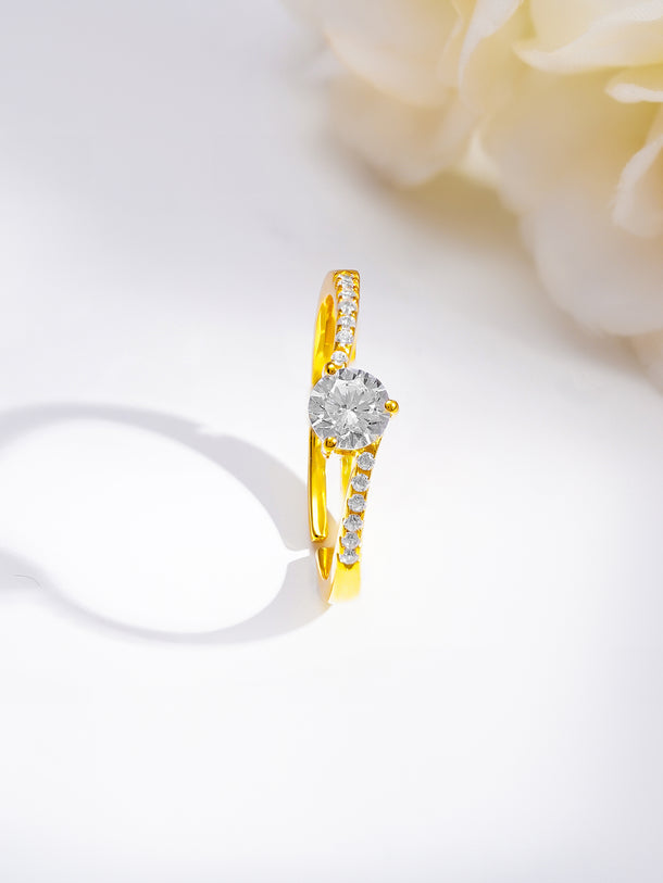 925 Fine  Silver Diamond Shine Statement Ring