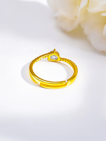 925 Fine  Silver Diamond Shine Statement Ring