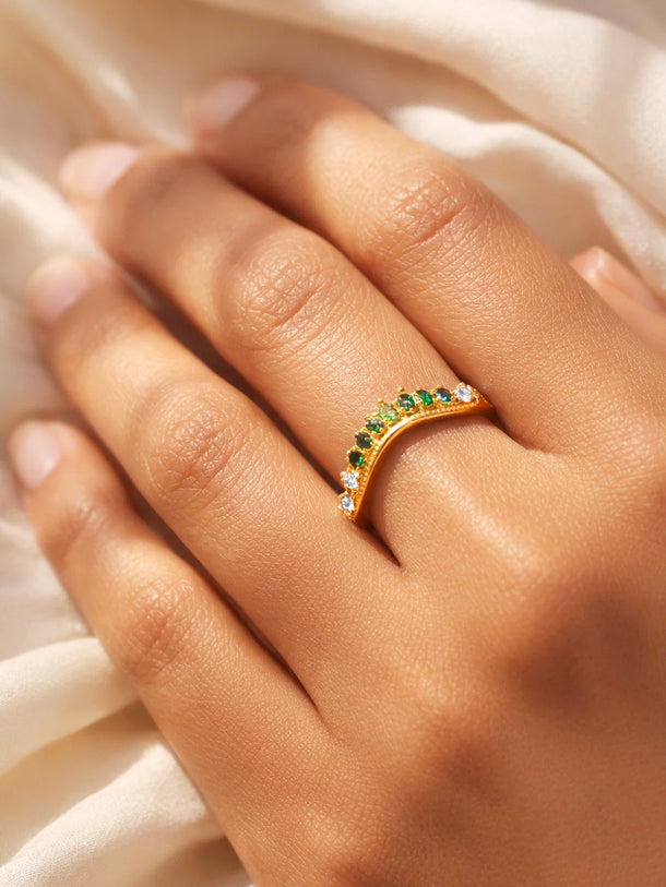 Grn Silver Rings 925 Fine Silver Green Crystal Glow Ring – Rubans