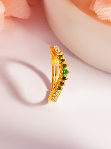 925 Fine  Silver Green Crystal Glow Ring