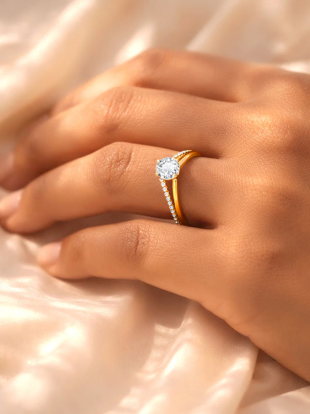 925 Fine  Silver Moon Pearl Glow Statement Ring