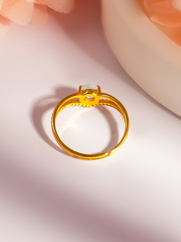 925 Fine  Silver Moon Pearl Glow Statement Ring