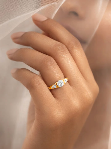 925 Fine Silver Triple Crystal Glow Ring