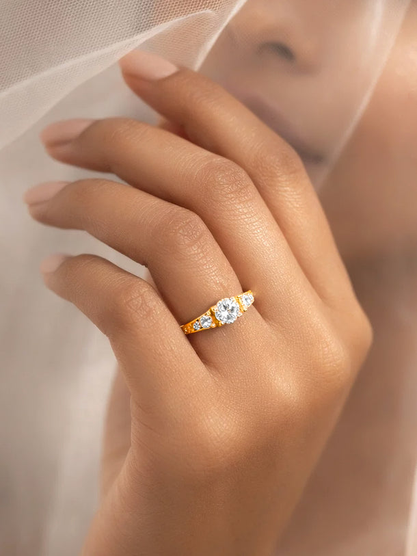 925 Fine Silver Triple Crystal Glow Ring