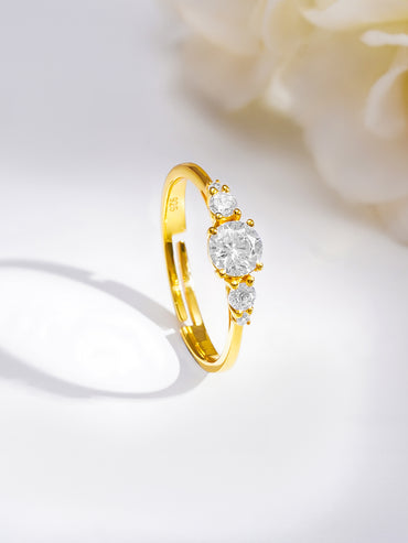 925 Fine Silver Triple Crystal Glow Ring