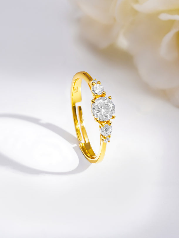 925 Fine Silver Triple Crystal Glow Ring