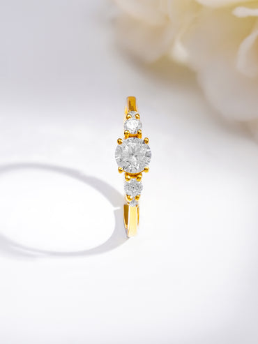 925 Fine Silver Triple Crystal Glow Ring