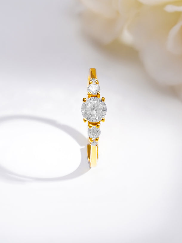 925 Fine Silver Triple Crystal Glow Ring