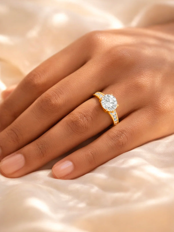 925 Fine  Silver Diamond Shine Statement Ring