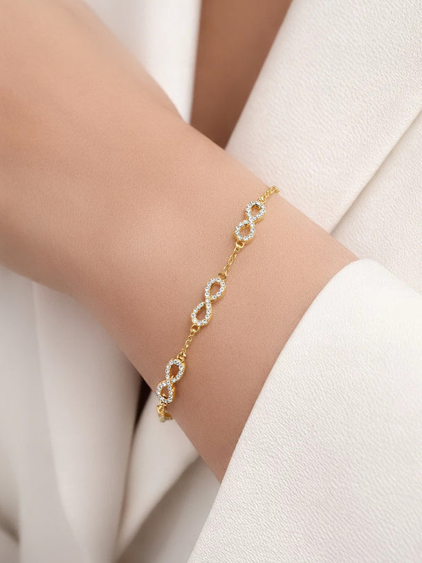 925 Fine Silver Infinity Crystal Bracelet