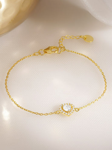 925 Fine Silver Glittering Heart Bracelet