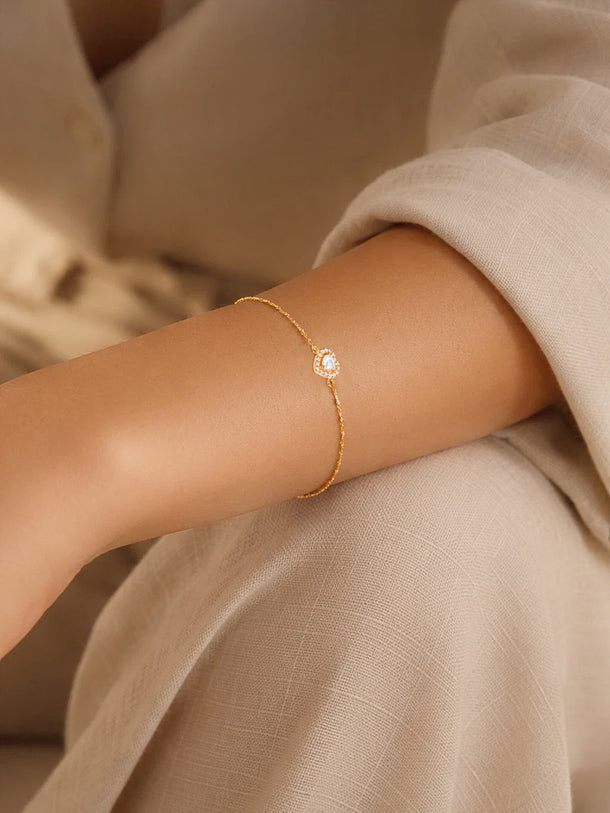 925 Fine Silver Glittering Heart Bracelet