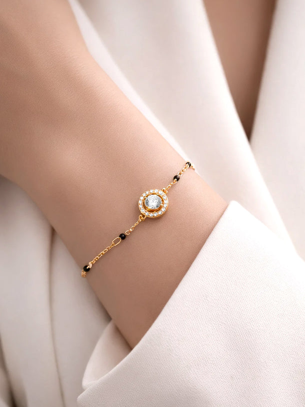 925 Fine Silver Diamond Mangalsutra Bracelet