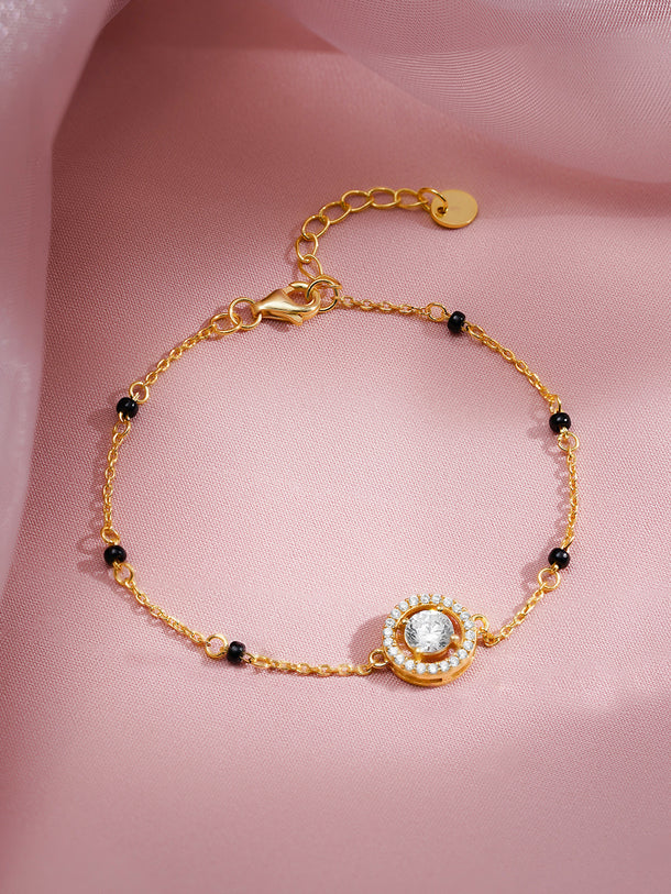 925 Fine Silver Diamond Mangalsutra Bracelet