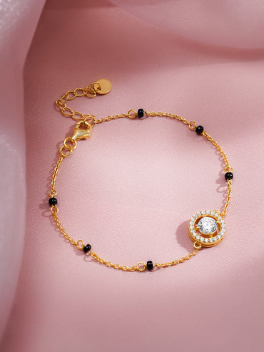 925 Fine Silver Diamond Mangalsutra Bracelet