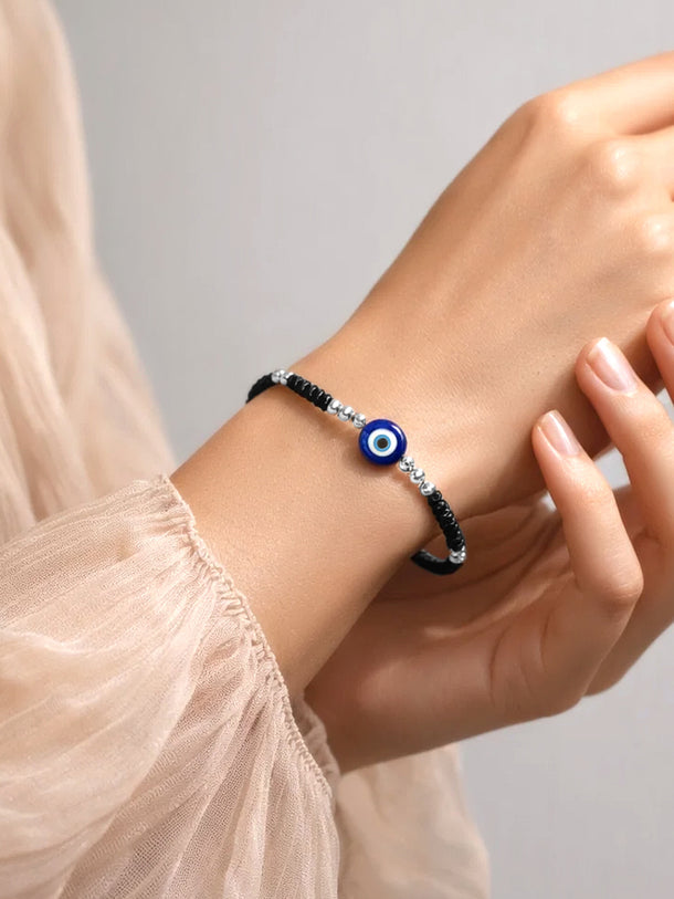 925 Fine Silver Evil Eye Adjustable Bracelet