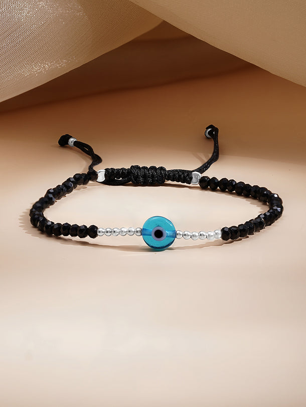 925 Fine Silver Evil Eye Beaded Bracelet