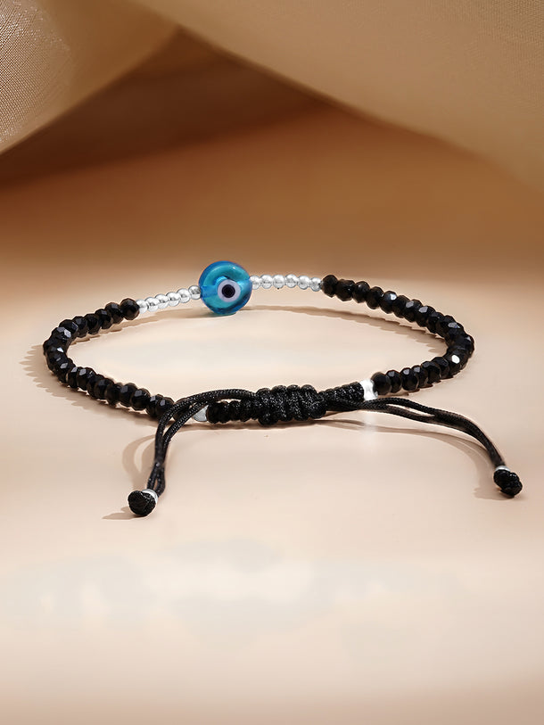 925 Fine Silver Evil Eye Beaded Bracelet
