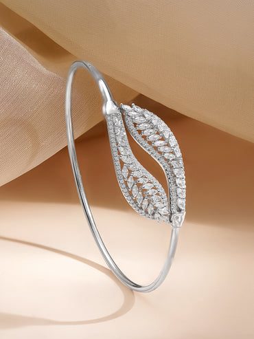 925 Fine Silver Nature Crystal Leaf Bracelet