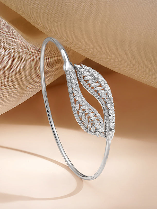 925 Fine Silver Nature Crystal Leaf Bracelet