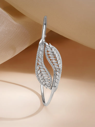 925 Fine Silver Nature Crystal Leaf Bracelet