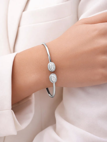 925 Fine Silver Twin Crystal Spark Bracelet