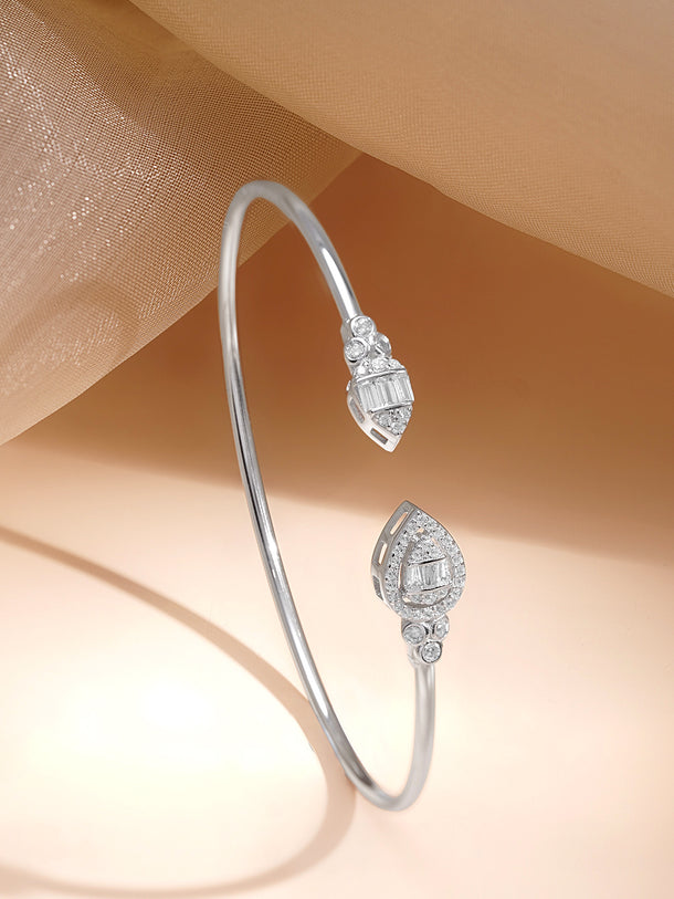 925 Fine Silver Crystal Open Cuff Bracelet