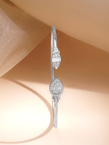 925 Fine Silver Crystal Open Cuff Bracelet