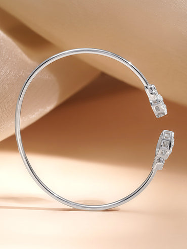925 Fine Silver Crystal Open Cuff Bracelet