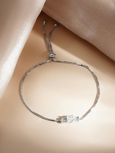 925 Fine Silver Zirconia Pull Chain Bracelet
