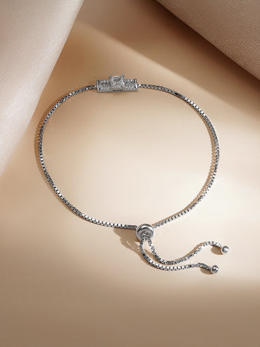 925 Fine Silver Zirconia Pull Chain Bracelet