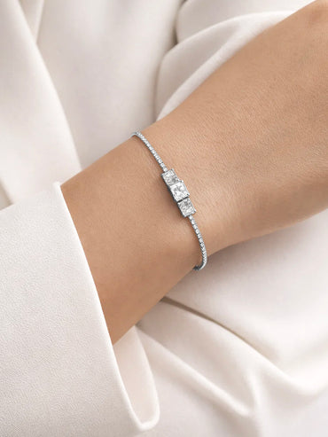 925 Fine Silver Zirconia Pull Chain Bracelet